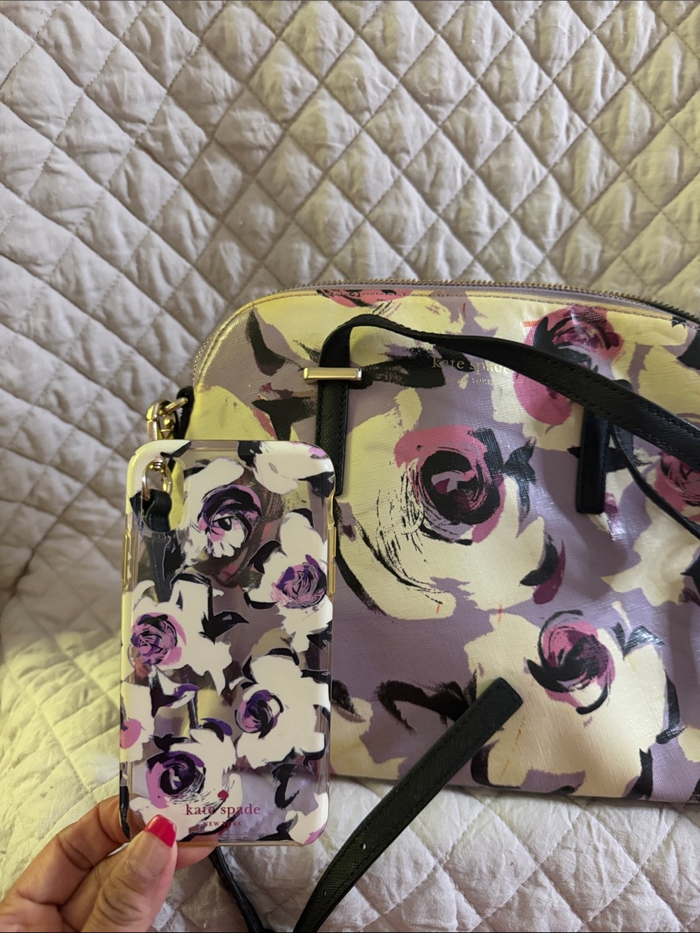 kate spade Floral Crossbody Set in Lavender, Purple, Cream